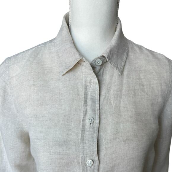 TALBOTS 100% Linen Boyfriend Shirt Size XS Neutral Breathable Natural Fiber - Picture 7 of 11